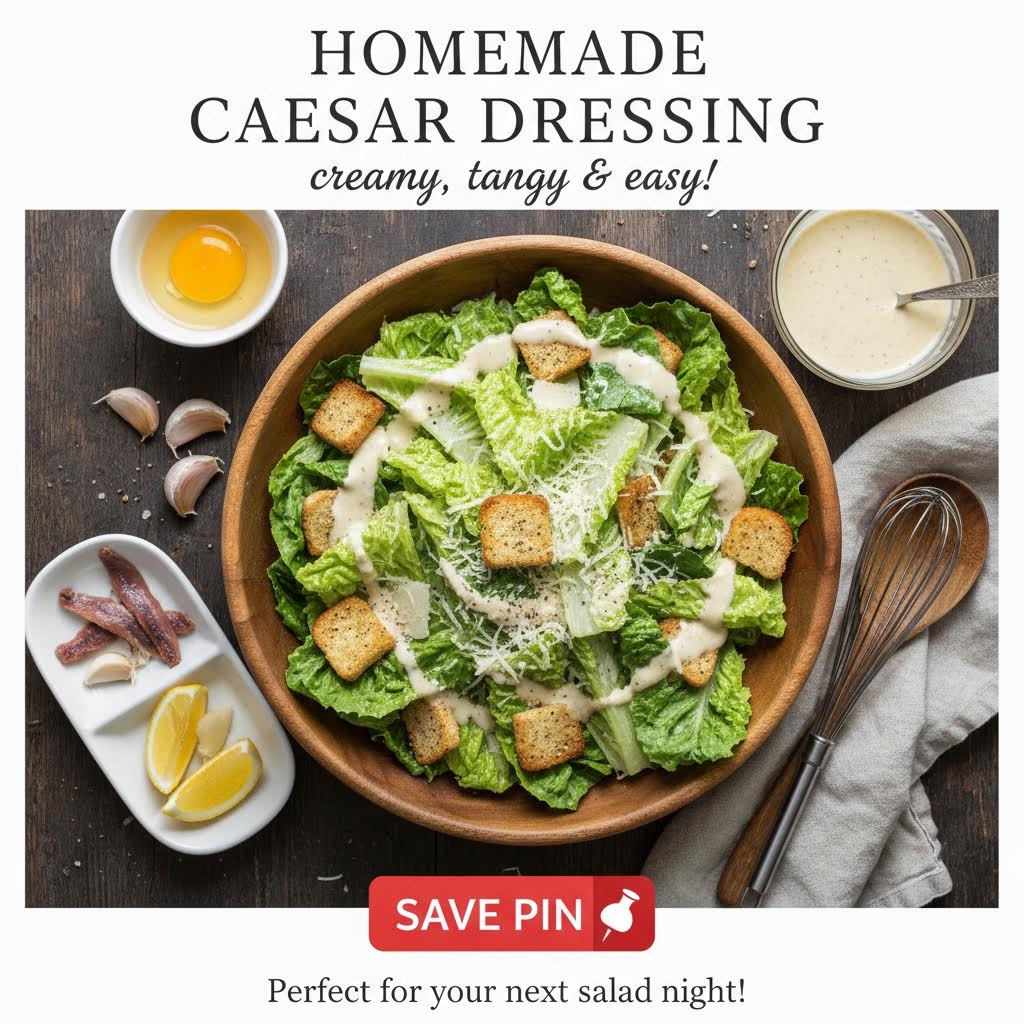This Homemade Caesar Dressing is creamy, tangy, and super easy to make. Just a few ingredients and you’ll have a fresh dressing that tastes way better than store-bought.
Save this pin so you always have the perfect dressing ready for your next salad night!
#HomemadeCaesarDressing #CaesarSalad #SaladDressing #HealthyEating #EasyRecipes