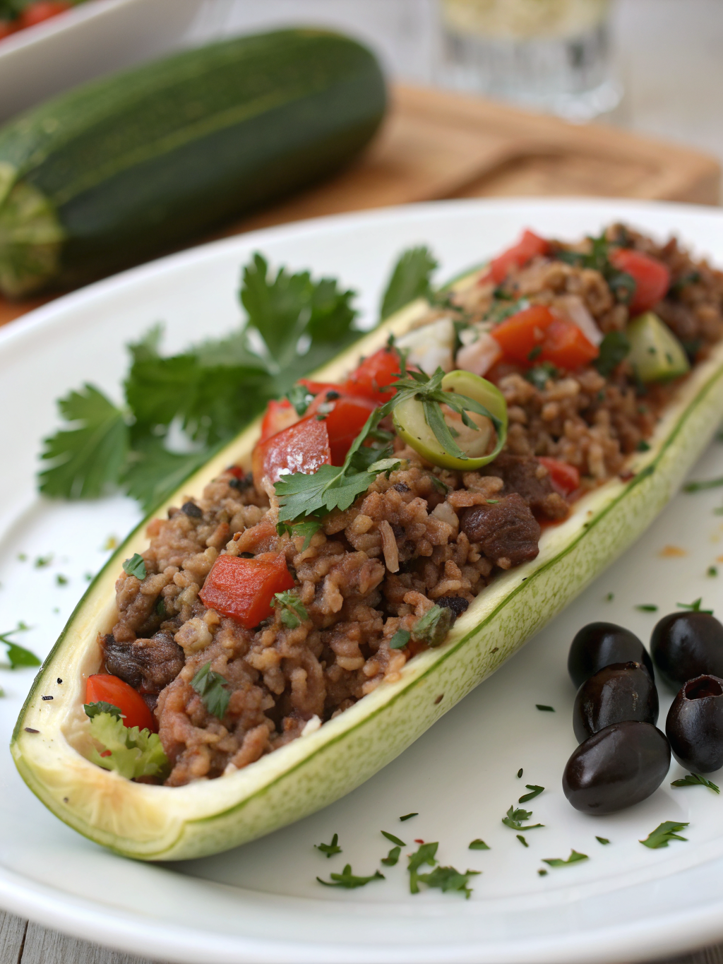 Traditional Mediterranean Stuffed Marrow with Minced Beef ingredients