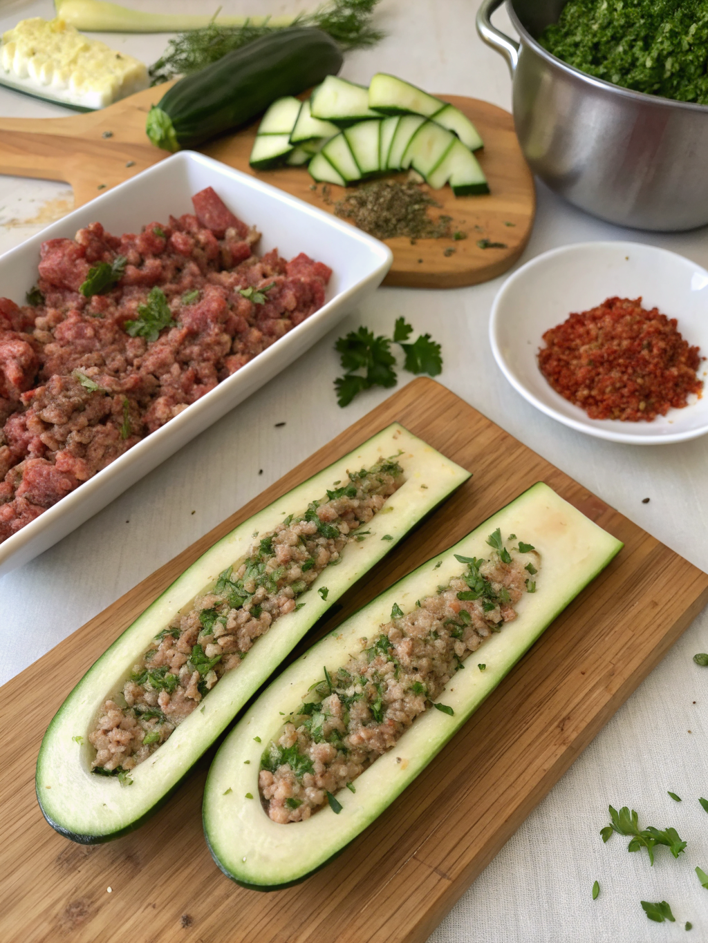 Traditional Mediterranean Stuffed Marrow with Minced Beef preparing steps